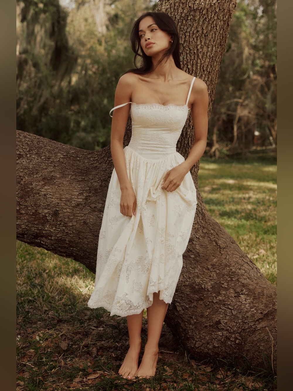 NWOT House of CB Chloe White Custom Lace + Cotton Midi Dress size S A-C - Picture 3 of 14